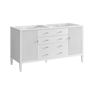 60 Inch Myrrin Freestanding Vanity in Bright White / Eternal Jasmine Pearl Top