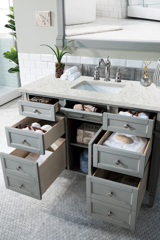 48 Inch Brittany Freestanding Vanity in Urban Gray / Eternal Jasmine Pearl Top