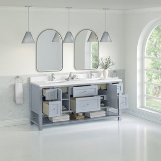 72 Inch Breckenridge Freestanding Vanity in Serenity Blue / White Zeus Top