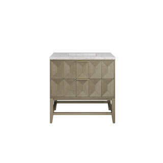 36 Inch Emmeline Freestanding Vanity in Pebble Oak / Eternal Jasmine Pearl Top