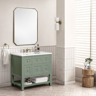 36 Inch Breckenridge Freestanding Vanity in Smokey Celadon / White Zeus Top