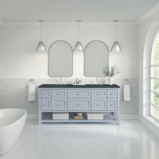 72 Inch Breckenridge Freestanding Vanity in Serenity Blue / Charcoal Soapstone Top