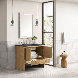 36 Inch Hudson Freestanding Vanity in Light Natural Oak / Charcoal Soapstone Top