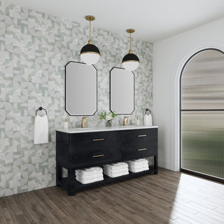 72 Inch Lucian Freestanding Vanity in Carbon Oak / Victorian Silver Top