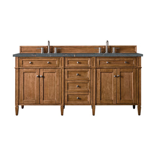 72 Inch Brittany Freestanding Vanity in Saddle Brown / Parisien Bleu Top