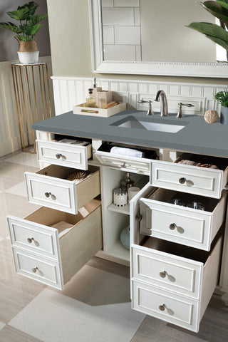 48 Inch Bristol Freestanding Vanity in Bright White / Cala Blue Top