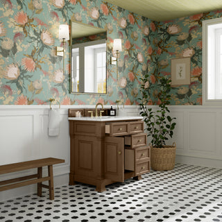 36 Inch Brookfield Freestanding Vanity in Pecan / Arctic Fall Top