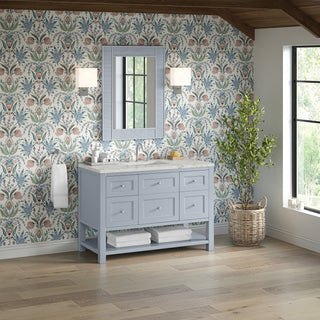 48 Inch Breckenridge Freestanding Vanity in Serenity Blue / Victorian Silver Top