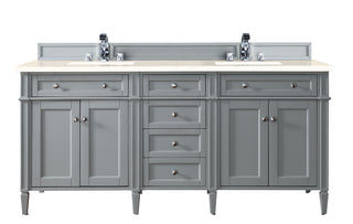 72 Inch Brittany Freestanding Vanity in Urban Gray / Eternal Marfil Top