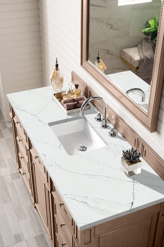60 Inch Bristol Freestanding Vanity in Whitewashed Walnut / Ethereal Noctis Top