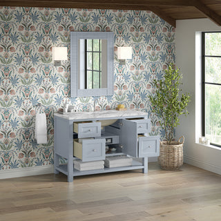 48 Inch Breckenridge Freestanding Vanity in Serenity Blue / Carrara White Top