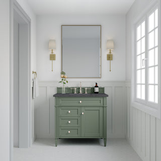 36 Inch Brittany Freestanding Vanity in Smokey Celadon / Charcoal Soapstone Top