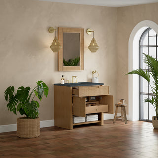 36 Inch Solene Freestanding Vanity in Seaside Oak / Charcoal Soapstone Top