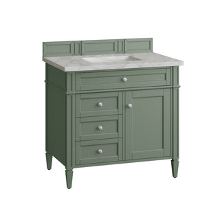 36 Inch Brittany Freestanding Vanity in Smokey Celadon / Victorian Silver Top