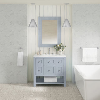 36 Inch Breckenridge Freestanding Vanity in Serenity Blue / Arctic Fall Top