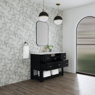 48 Inch Lucian Freestanding Vanity in Carbon Oak / White Zeus Top