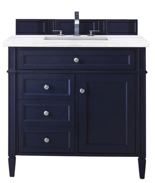 36 Inch Brittany Freestanding Vanity in Victory Blue / Carrara White Top