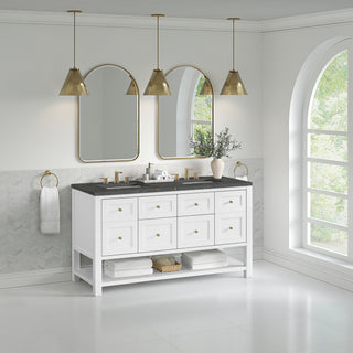 60 Inch Breckenridge Freestanding Vanity in Bright White / Parisien Bleu Top