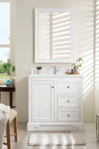 37.25 Inch De Soto Freestanding Vanity in Bright White / White Zeus Top