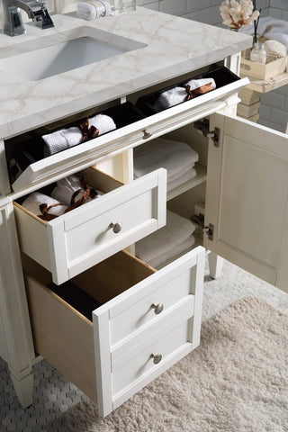 36 Inch Brittany Freestanding Vanity in Bright White / Victorian Silver Top