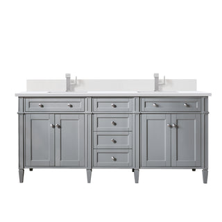 72 Inch Brittany Freestanding Vanity in Urban Gray / White Zeus Top