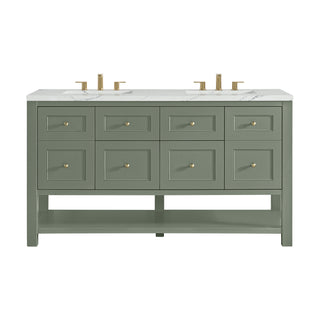 60 Inch Breckenridge Freestanding Vanity in Smokey Celadon / Ethereal Noctis Top