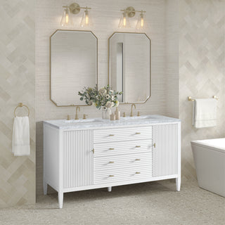 60 Inch Myrrin Freestanding Vanity in Bright White / Carrara White Top