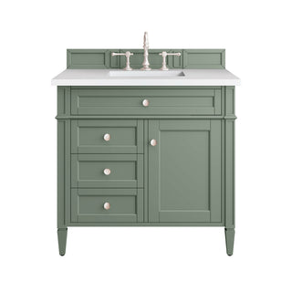36 Inch Brittany Freestanding Vanity in Smokey Celadon / White Zeus Top