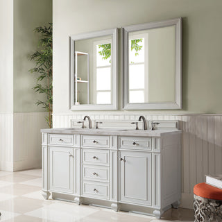 60 Inch Bristol Freestanding Vanity in Bright White / Victorian Silver Top