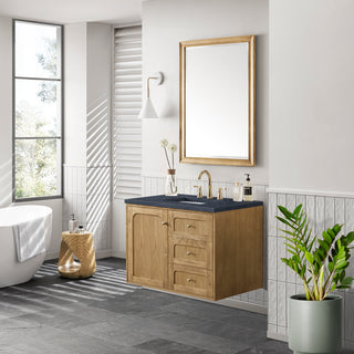 36 Inch Laurent Dual Mount Vanity in Light Natural Oak / Charcoal Soapstone Top