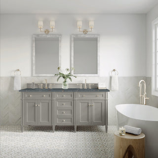 72 Inch Brittany Freestanding Vanity in Urban Gray / Parisien Bleu Top