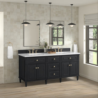 72 Inch Lorelai Freestanding Vanity in Black Onyx / White Zeus Top