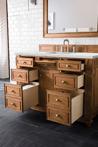48 Inch Bristol Freestanding Vanity in Saddle Brown / Ethereal Noctis Top
