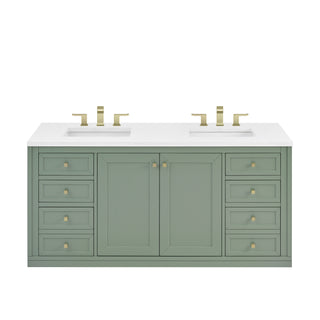 60 Inch Chicago Freestanding Vanity in Smokey Celadon / White Zeus Top