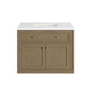 36 Inch Chicago Freestanding Vanity in Walnut Whisper / White Zeus Top