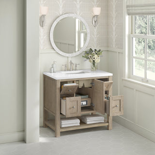 36 Inch Breckenridge Freestanding Vanity in Whitewashed Oak / White Zeus Top