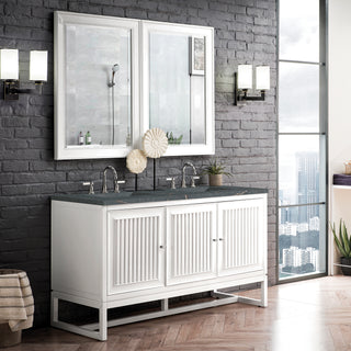 60 Inch Athens Dual Mount Vanity in Glossy White / Parisien Bleu Top
