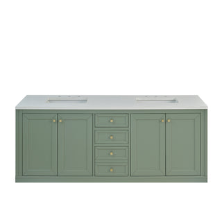 72 Inch Chicago Freestanding Vanity in Smokey Celadon / White Zeus Top
