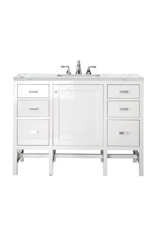 48 Inch Addison Freestanding Vanity in Glossy White / Ethereal Noctis Top