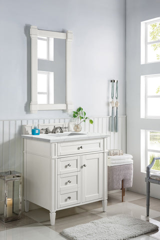 30 Inch Brittany Freestanding Vanity in Bright White / Ethereal Noctis Top