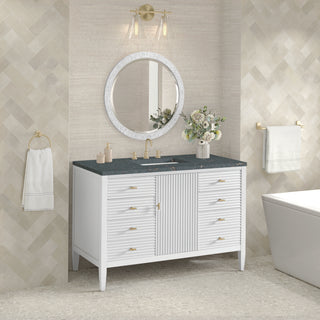 48 Inch Myrrin Freestanding Vanity in Bright White / Parisien Bleu Top