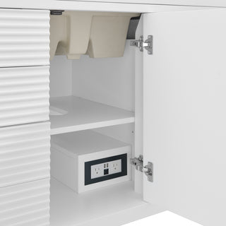 48 Inch Myrrin Freestanding Vanity in Bright White / White Zeus Top