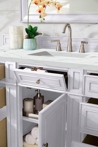 60 Inch Bristol Freestanding Vanity in Bright White / Ethereal Noctis Top
