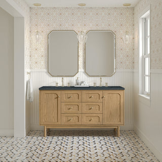 60 Inch Laurent Dual Mount Vanity in Light Natural Oak / Charcoal Soapstone Top