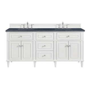 72 Inch Lorelai Freestanding Vanity in Bright White / Charcoal Soapstone Top