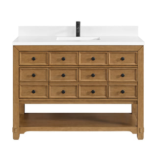 48 Inch Malibu Freestanding Vanity in Amber Birch / White Zeus Top