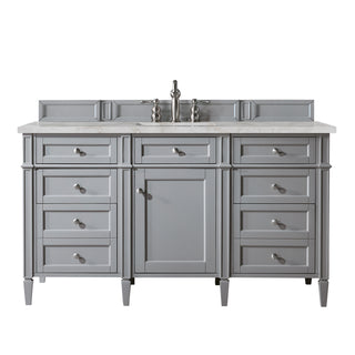60 Inch Brittany Freestanding Vanity in Urban Gray / Victorian Silver Top
