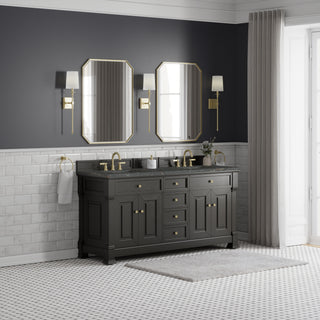 72 Inch Brookfield Freestanding Vanity in Black Onyx / Parisien Bleu Top