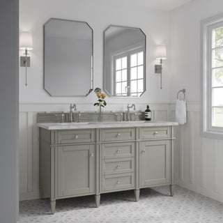 60 Inch Brittany Freestanding Vanity in Urban Gray / Victorian Silver Top