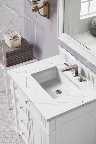 30 Inch Bristol Freestanding Vanity in Bright White / Ethereal Noctis Top